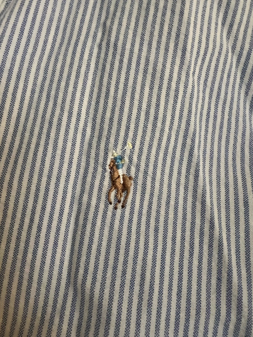 Ralph Lauren Light Blue and White Striped Button-Down Shirt - Picture 2 of 4